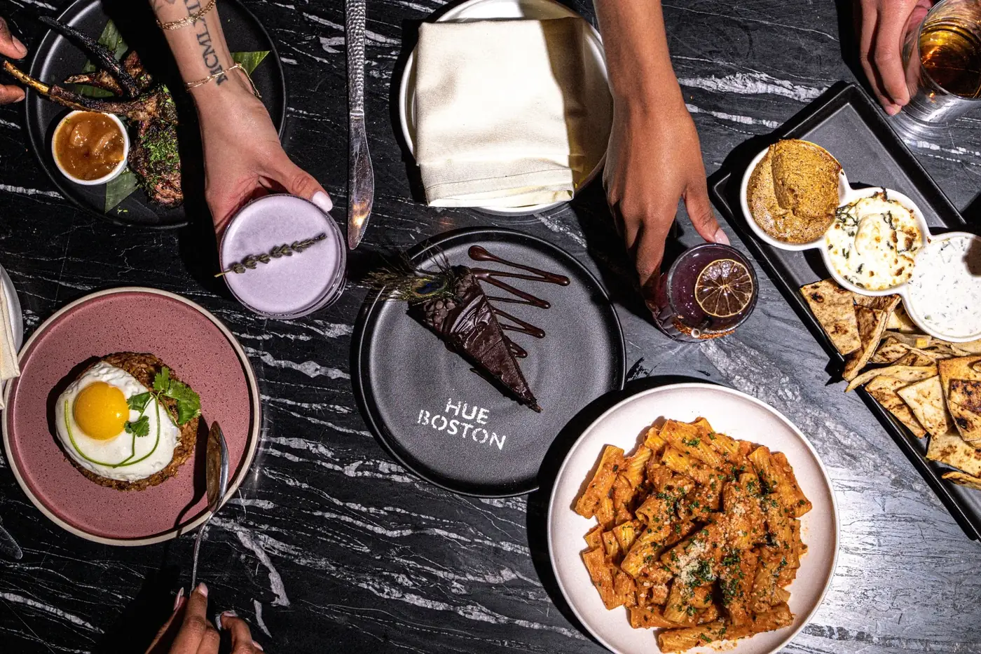 Restaurant food spread